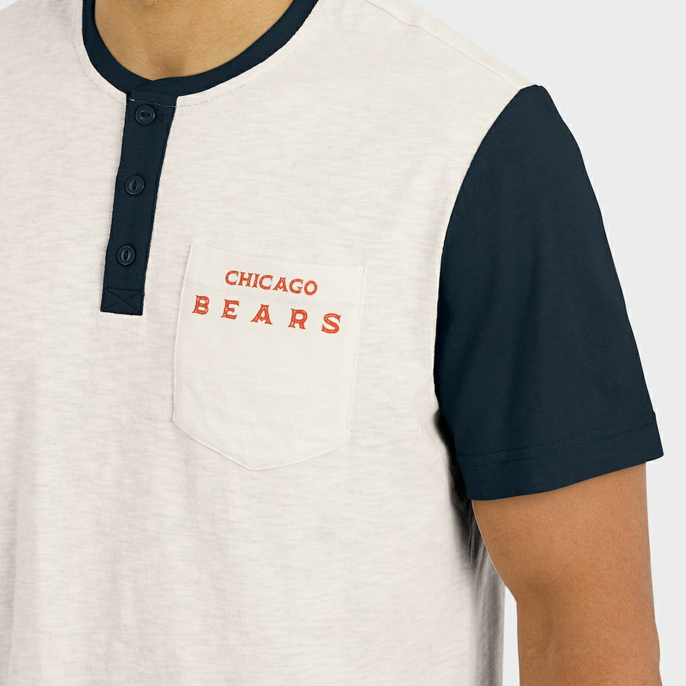 Chicago Bears Darius Rucker Collection Henley Colorblock Slub Pocket T-Shirt - Cream T-shirts