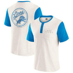 Detroit Lions Darius Rucker Collection Henley Colorblock Slub Pocket T-Shirt - Cream T-shirts
