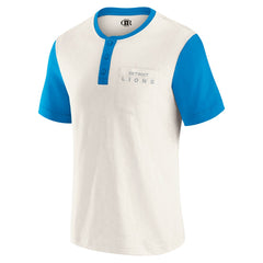 Detroit Lions Darius Rucker Collection Henley Colorblock Slub Pocket T-Shirt - Cream T-shirts
