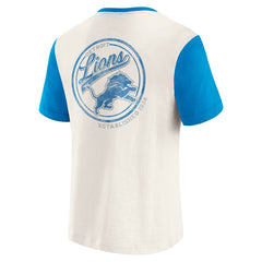 Detroit Lions Darius Rucker Collection Henley Colorblock Slub Pocket T-Shirt - Cream T-shirts