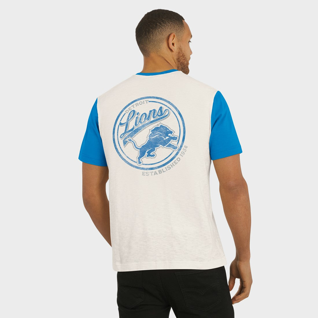 Detroit Lions Darius Rucker Collection Henley Colorblock Slub Pocket T-Shirt - Cream T-shirts