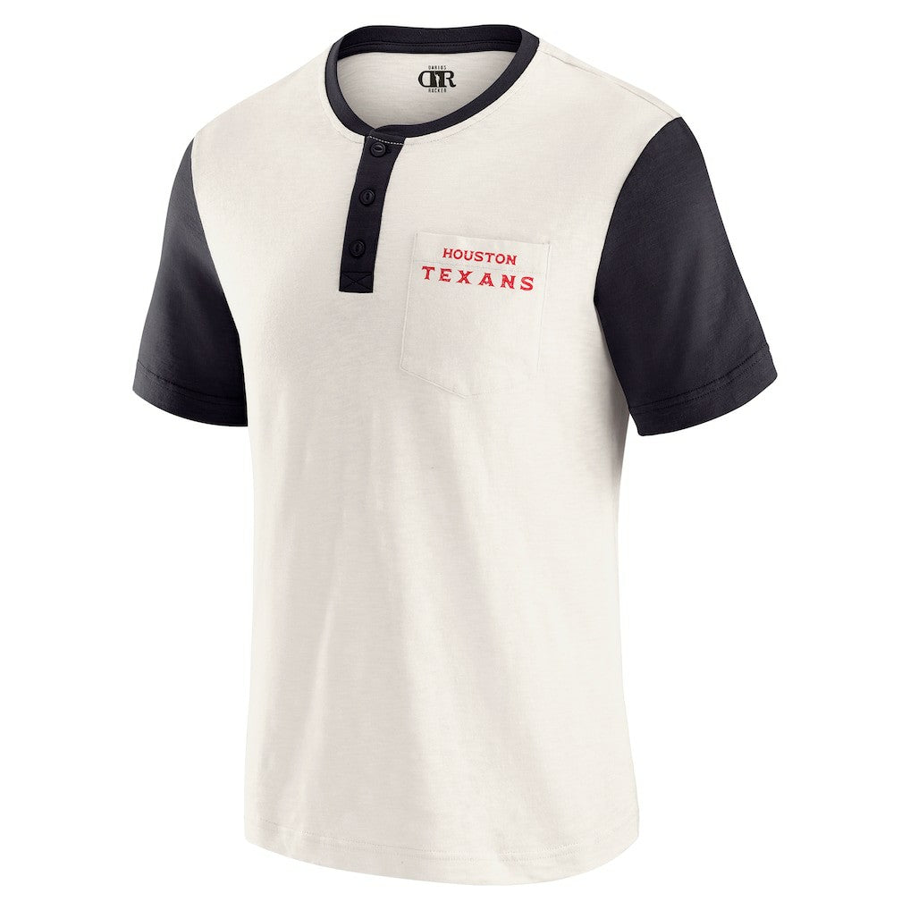 Houston Texans Darius Rucker Collection Henley Colorblock Slub Pocket T-Shirt - Cream T-shirts
