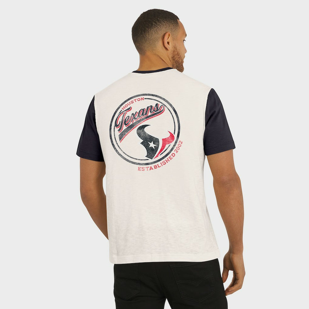 Houston Texans Darius Rucker Collection Henley Colorblock Slub Pocket T-Shirt - Cream T-shirts