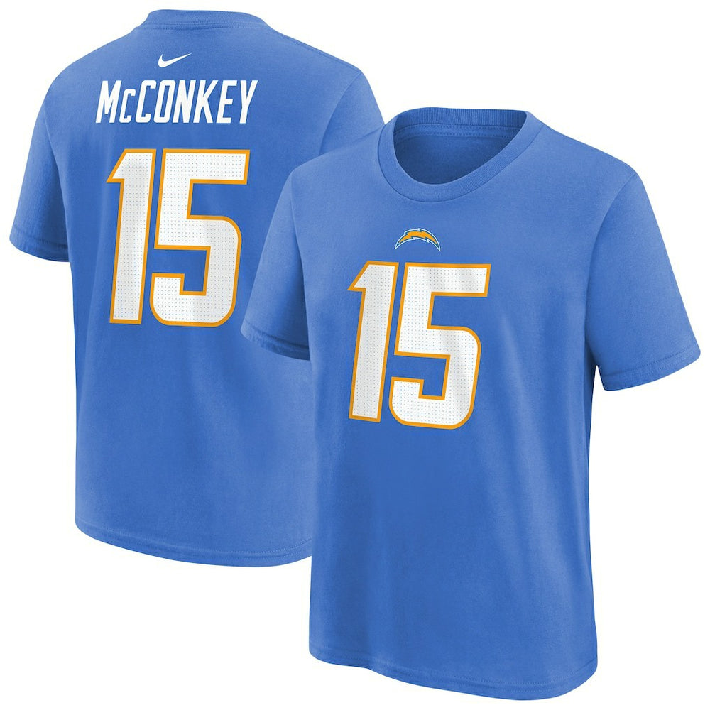 Ladd McConkey Los Angeles Chargers Youth Player Name & Number T-Shirt - Powder Blue T-shirts