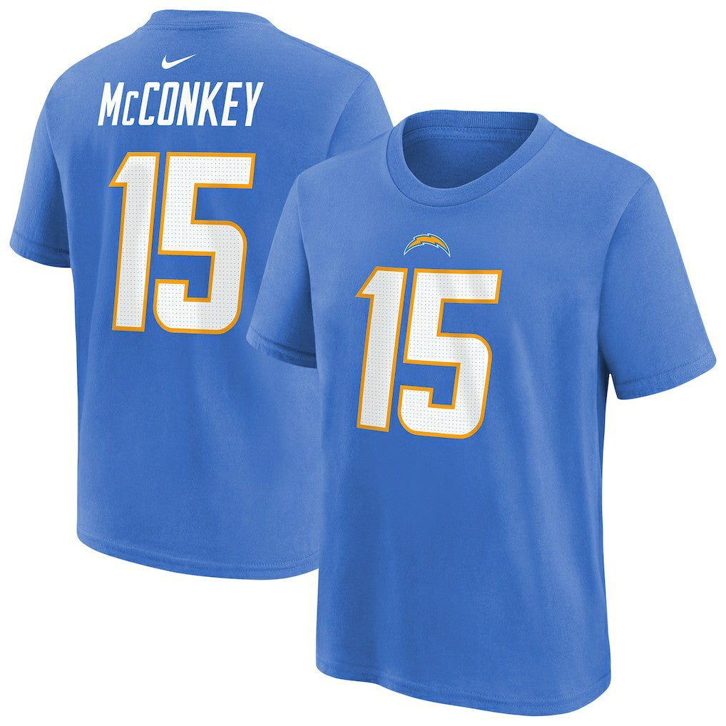 Ladd McConkey Los Angeles Chargers Youth Player Name & Number T-Shirt - Powder Blue T-shirts