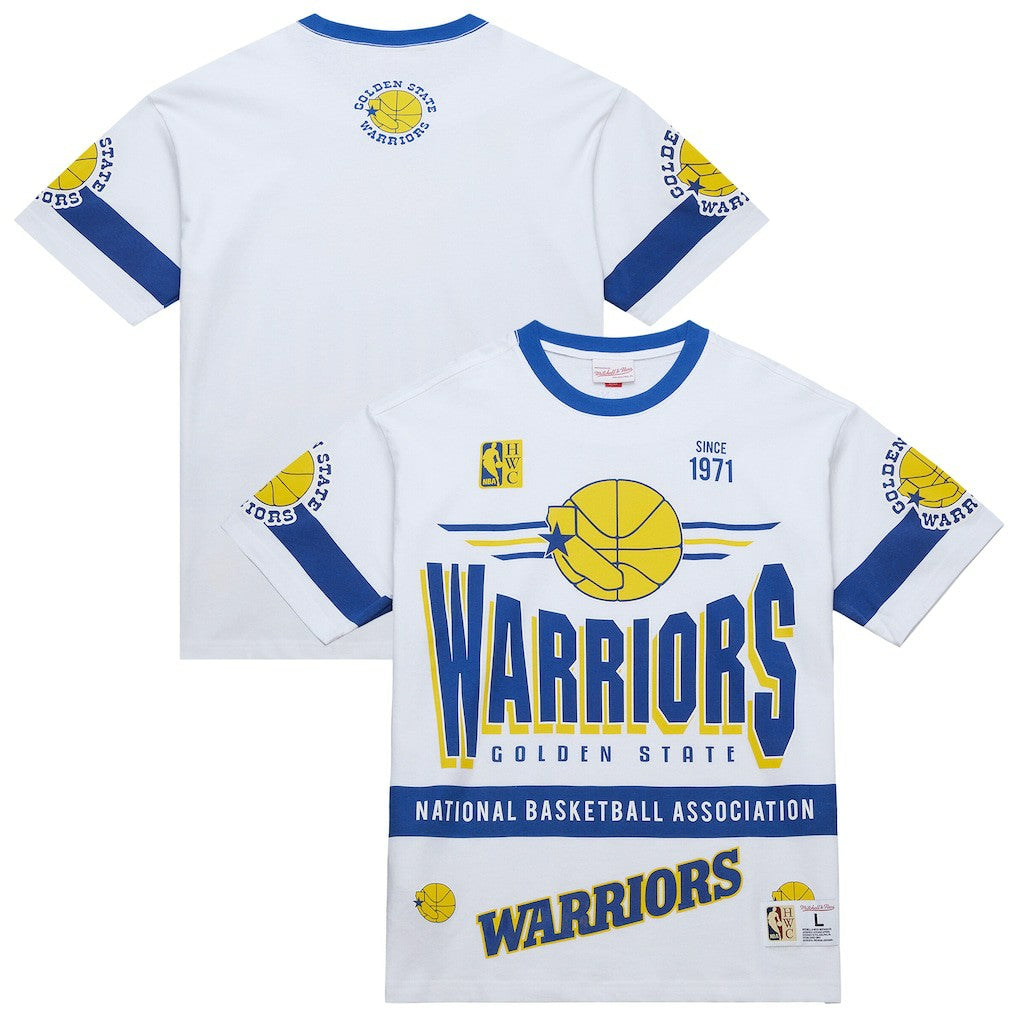 Golden State Warriors Unisex Hardwood Classics Vintage Team Origins Premium T-Shirt White - Mitchell & Ness