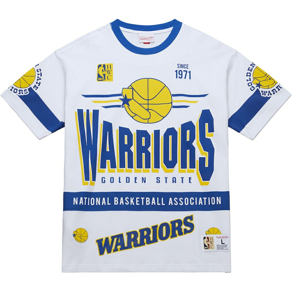 Golden State Warriors Unisex Hardwood Classics Vintage Team Origins Premium T-Shirt White - Mitchell & Ness
