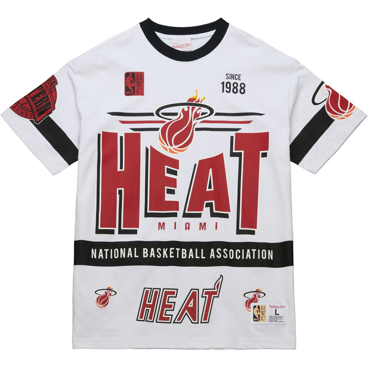 Miami Heat Unisex Hardwood Classics Vintage Team Origins Premium T-Shirt White - Mitchell & Ness