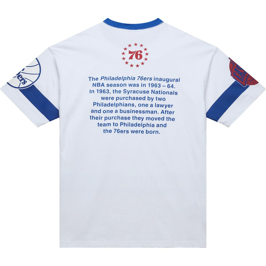 Philadelphia 76ers Unisex Hardwood Classics Vintage Team Origins Premium T-Shirt White - Mitchell & Ness