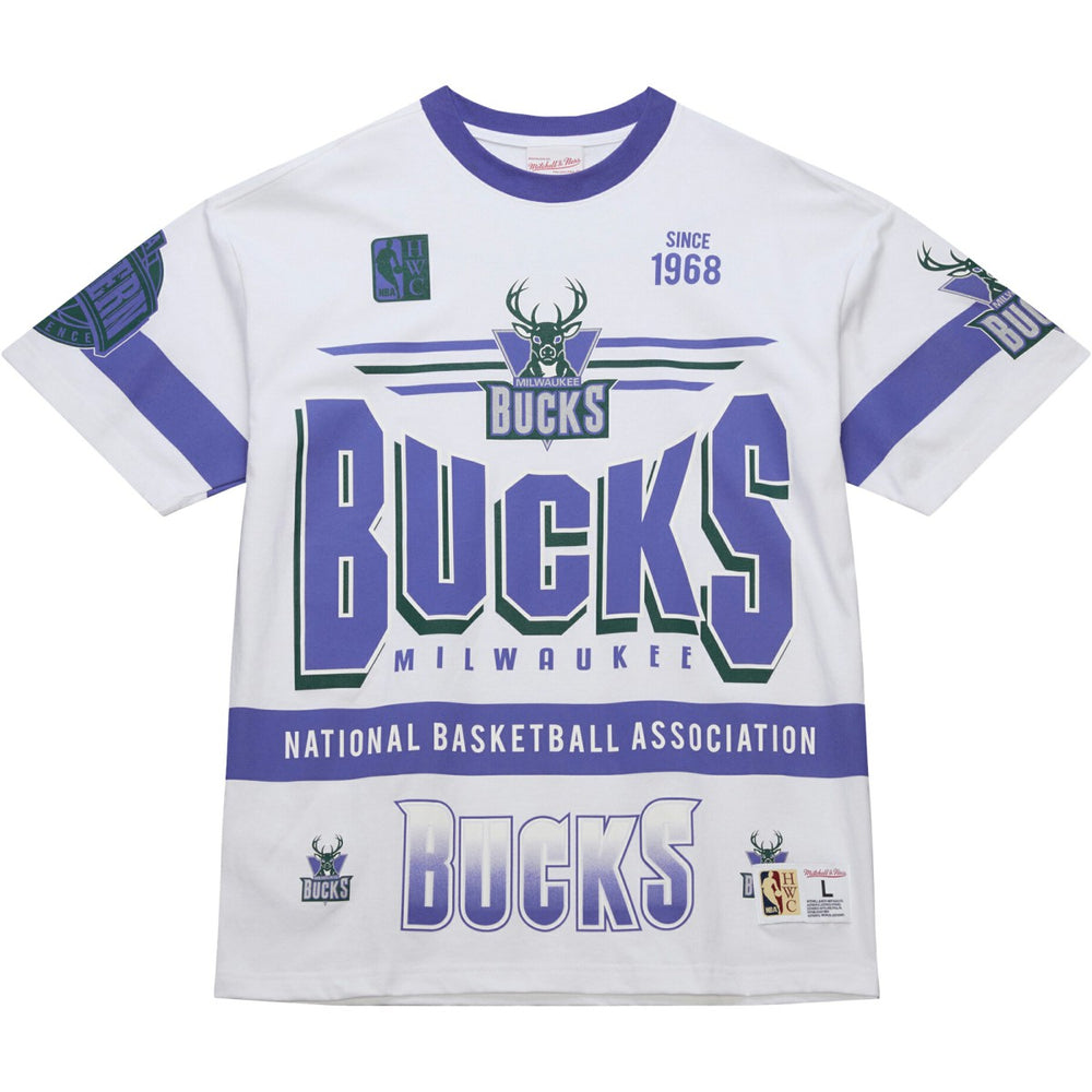 Milwaukee Bucks Unisex Hardwood Classics Vintage Team Origins Premium T-Shirt White - Mitchell & Ness