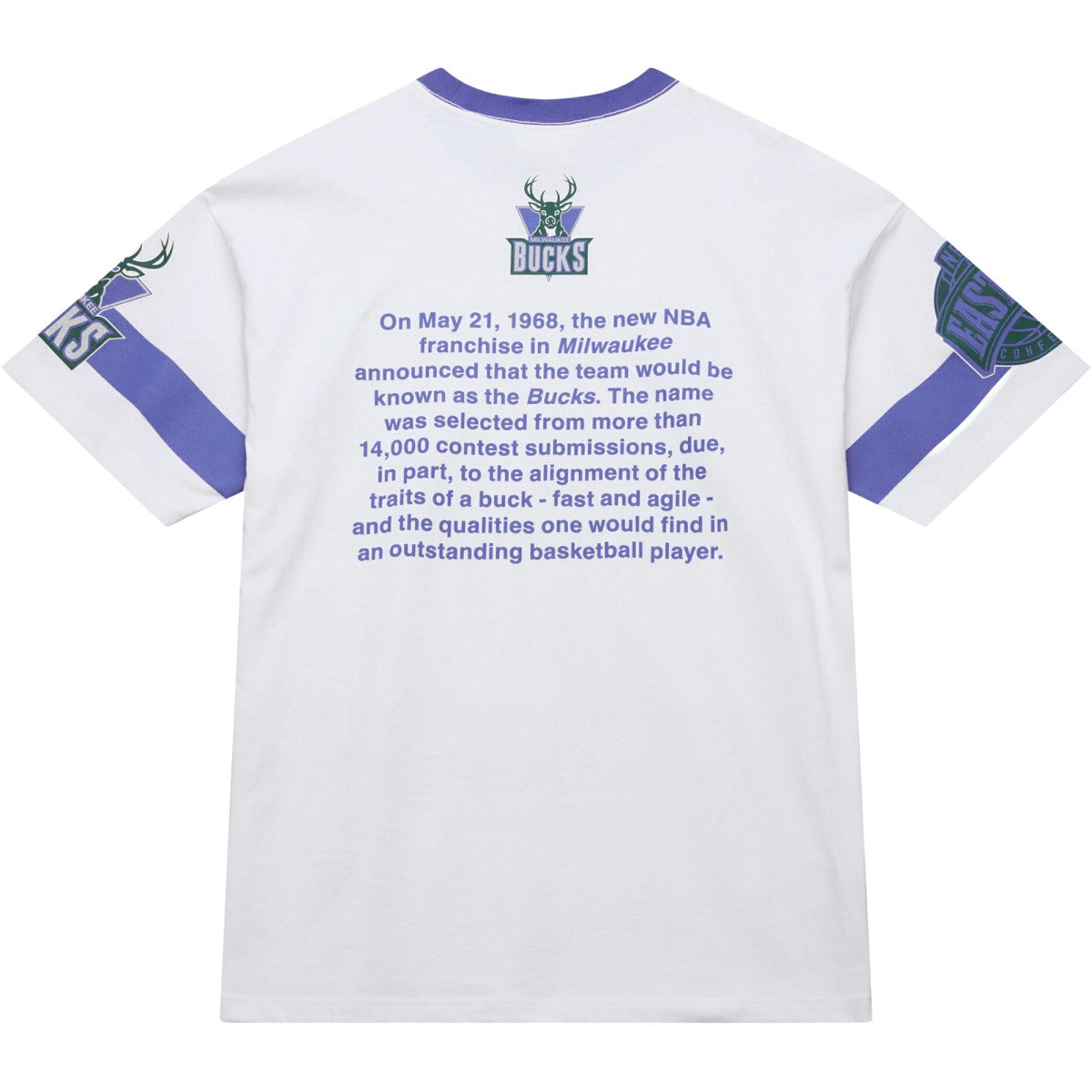 Milwaukee Bucks Unisex Hardwood Classics Vintage Team Origins Premium T-Shirt White - Mitchell & Ness