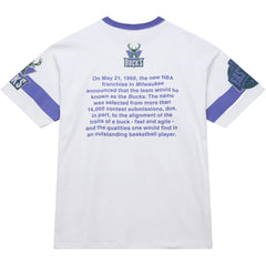 Milwaukee Bucks Unisex Hardwood Classics Vintage Team Origins Premium T-Shirt White - Mitchell & Ness