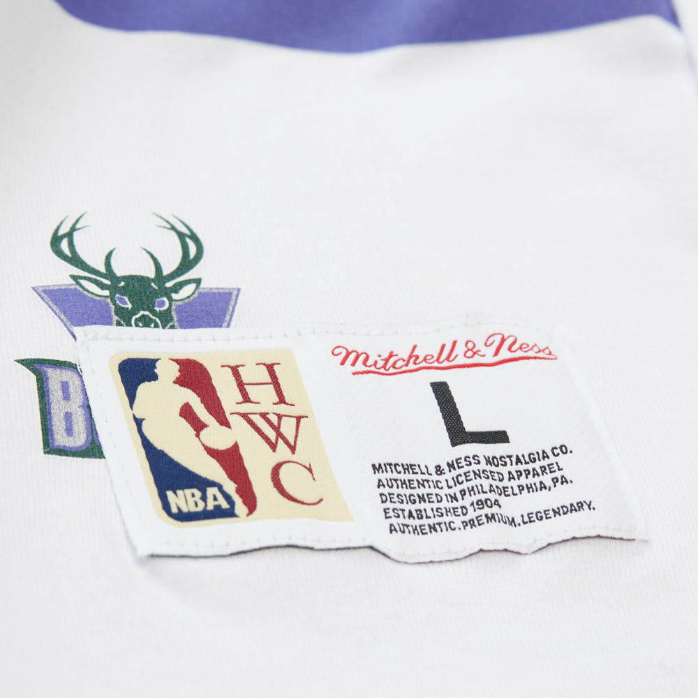 Milwaukee Bucks Unisex Hardwood Classics Vintage Team Origins Premium T-Shirt White - Mitchell & Ness