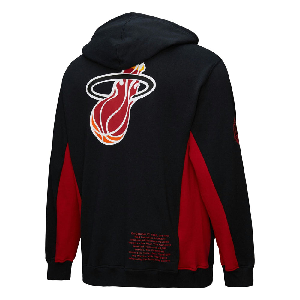 Miami Heat Hardwood Classics Team Origins Fleece Pullover Hoodie Black - Mitchell & Ness