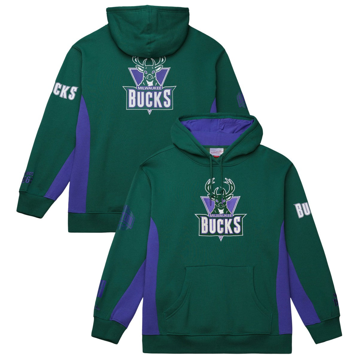 Milwaukee Bucks Hardwood Classics Team Origins Fleece Pullover Hoodie Hunter Green - Mitchell & Ness