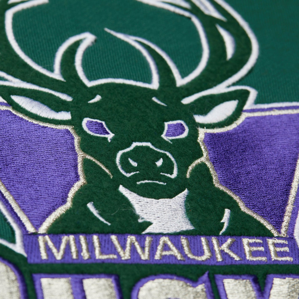 Milwaukee Bucks Hardwood Classics Team Origins Fleece Pullover Hoodie Hunter Green - Mitchell & Ness