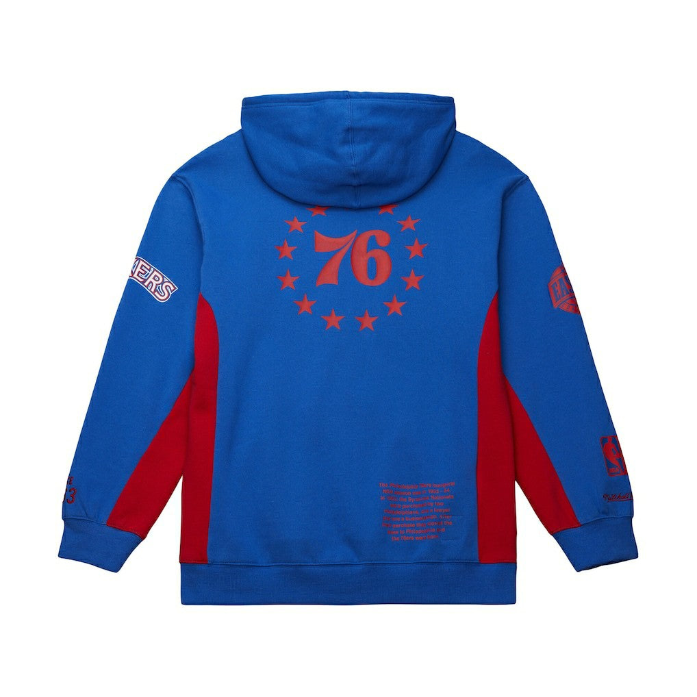 Philadelphia 76ers Hardwood Classics Team Origins Fleece Pullover Hoodie Royal - Mitchell & Ness