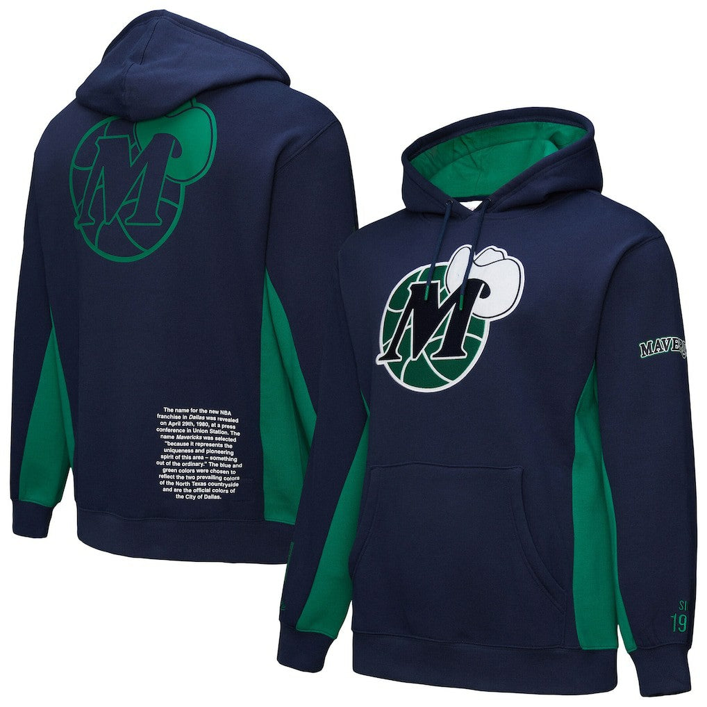 Dallas Mavericks Hardwood Classics Team Origins Fleece Pullover Hoodie Navy - Mitchell & Ness outlet
