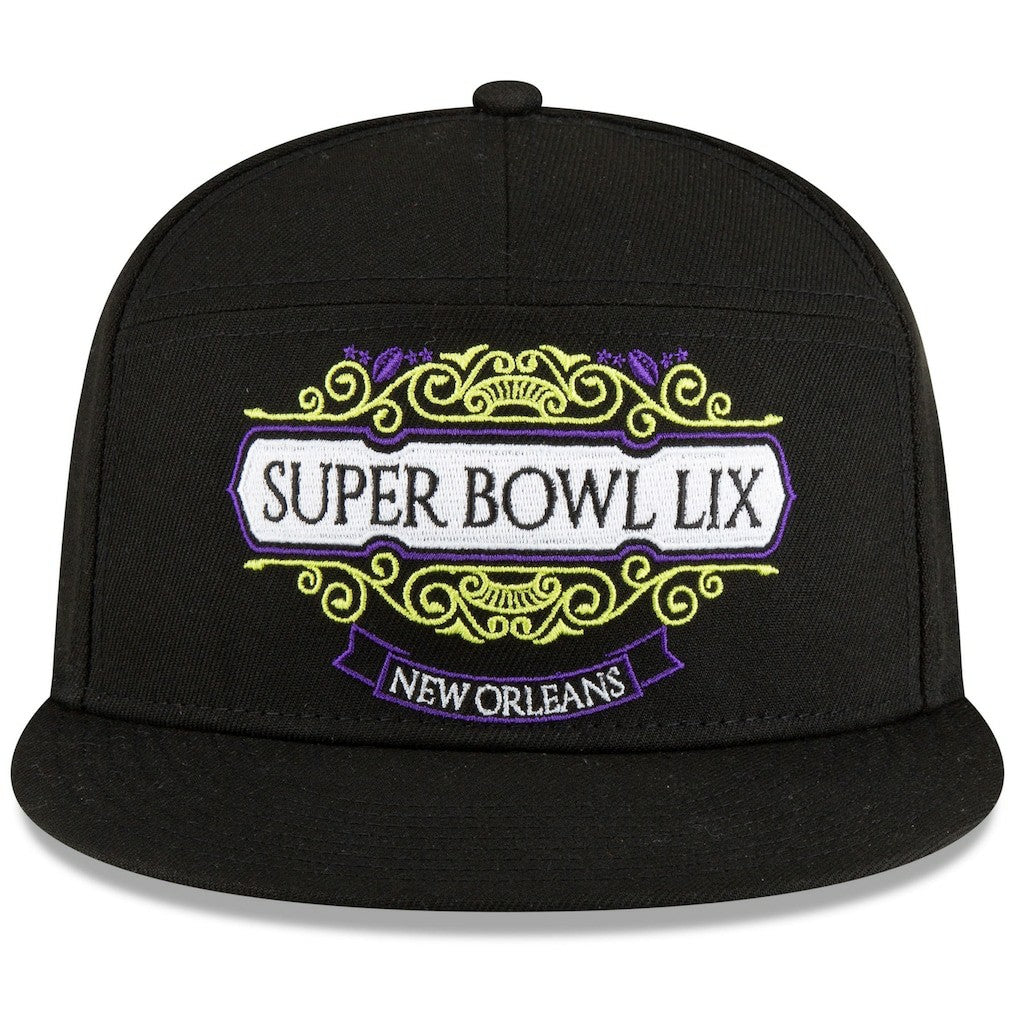Philadelphia Eagles New Era Super Bowl LIX Tarmac Split Panel 9FIFTY Snapback Hat - Black Hats