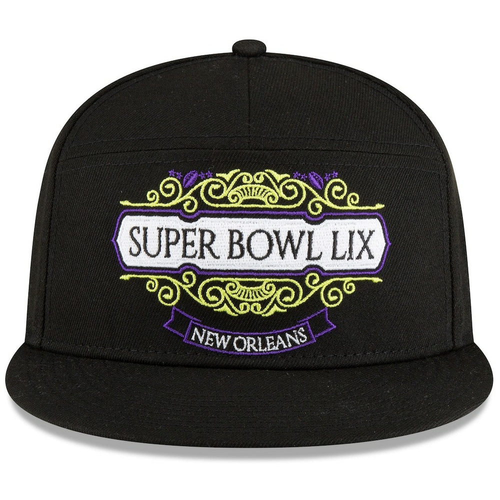 Philadelphia Eagles New Era Super Bowl LIX Tarmac Split Panel 9FIFTY Snapback Hat - Black Hats