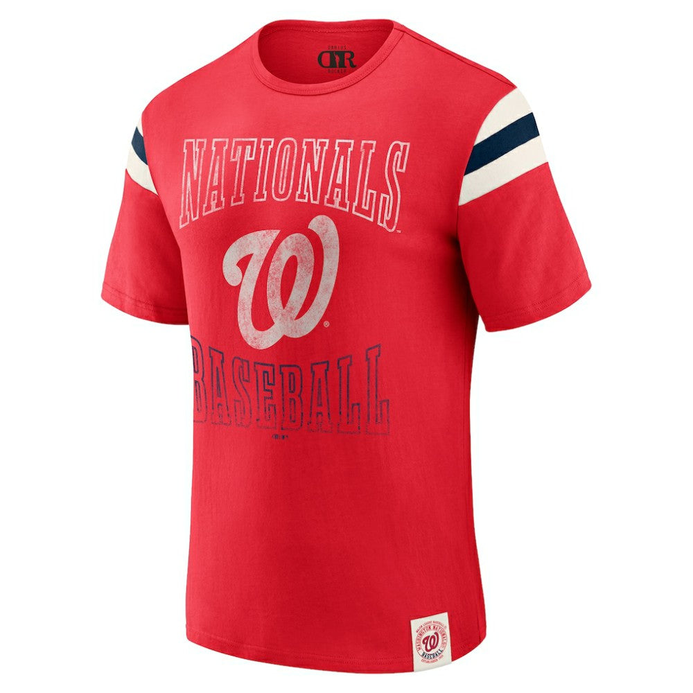 Washington Nationals Darius Rucker Collection by Fanatics Distressed Sleeve Stripe T-Shirt - Red T-shirts