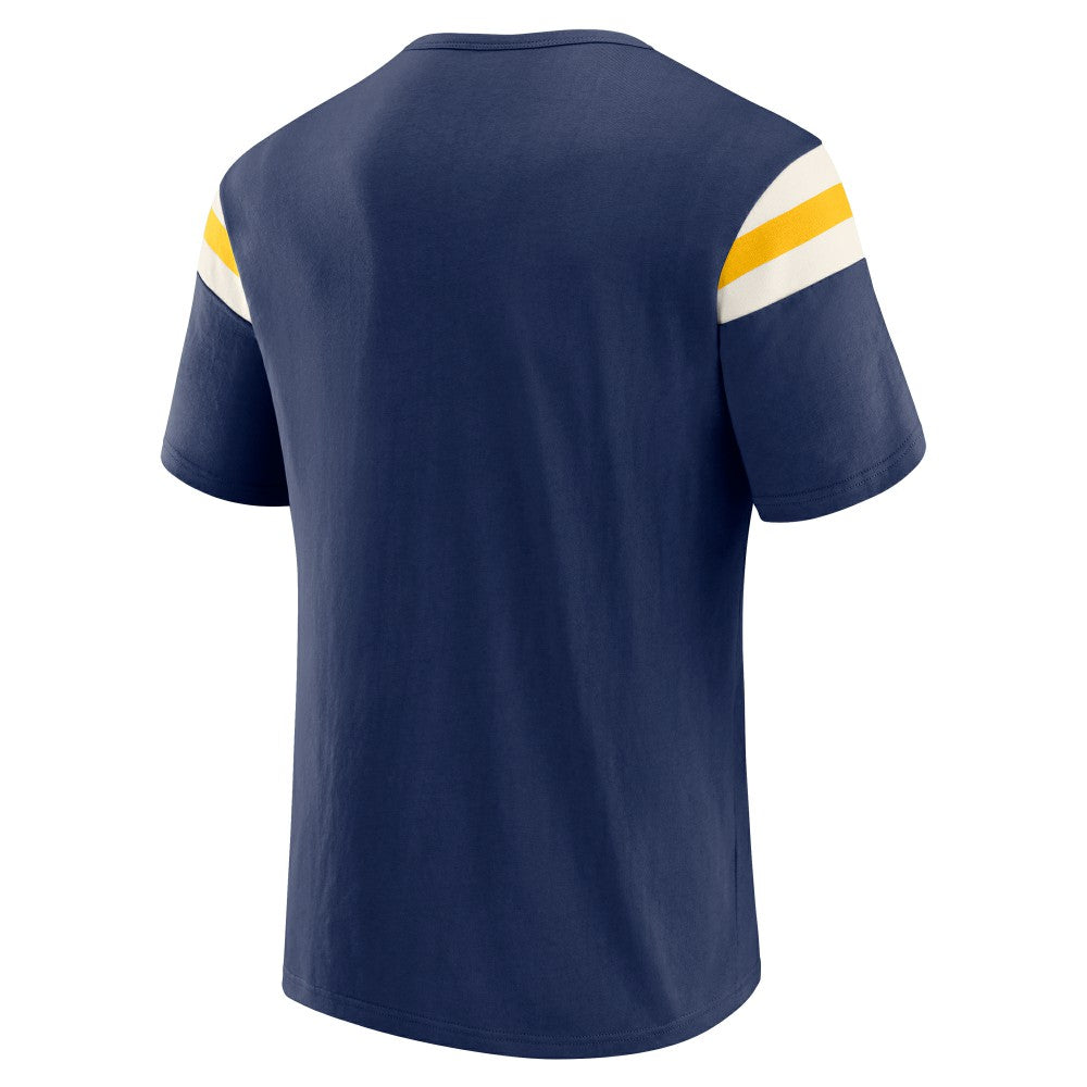 Milwaukee Brewers Darius Rucker Collection by Fanatics Distressed Sleeve Stripe T-Shirt - Navy T-shirts