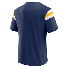 Milwaukee Brewers Darius Rucker Collection by Fanatics Distressed Sleeve Stripe T-Shirt - Navy T-shirts