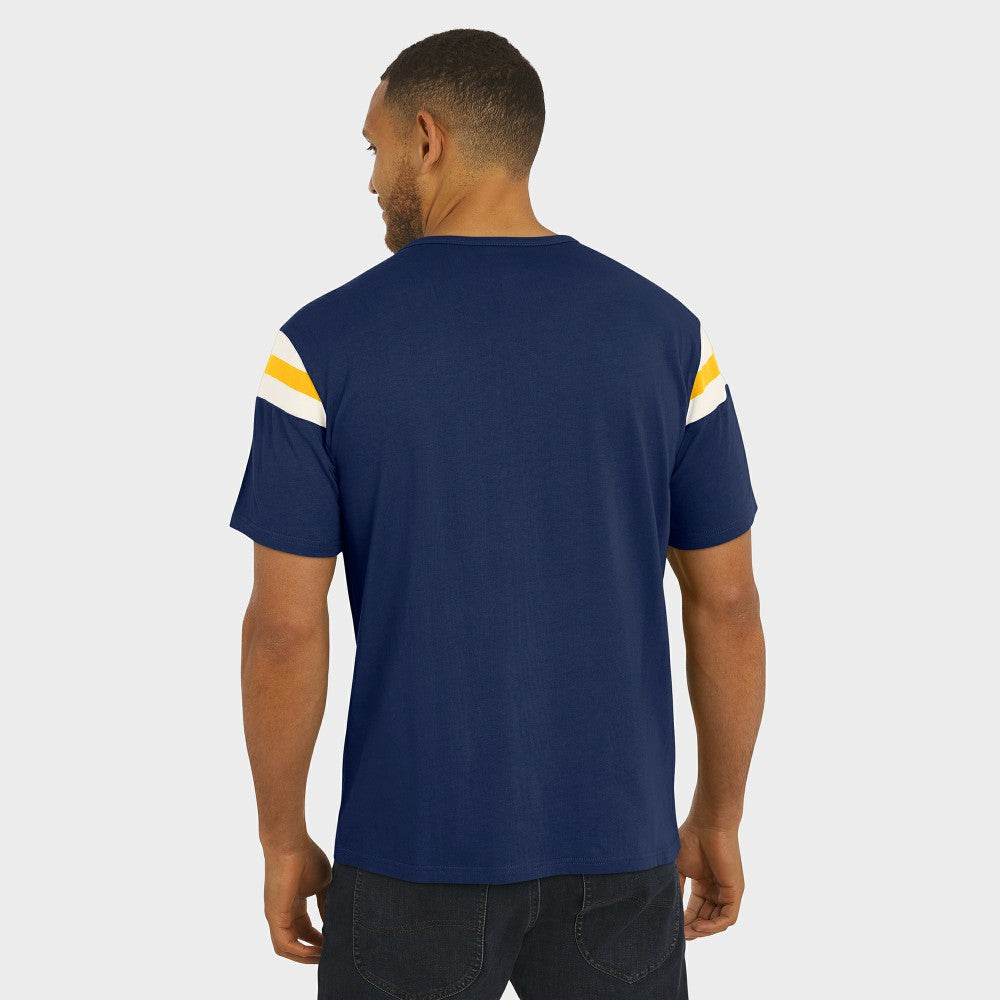 Milwaukee Brewers Darius Rucker Collection by Fanatics Distressed Sleeve Stripe T-Shirt - Navy T-shirts