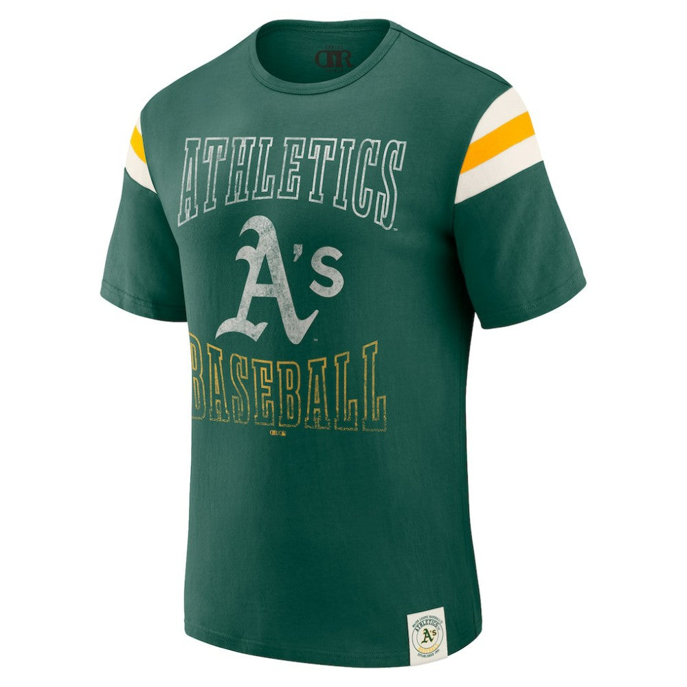 Athletics Darius Rucker Collection by Fanatics Distressed Sleeve Stripe T-Shirt - Green T-shirts