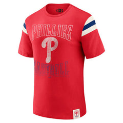 Philadelphia Phillies Darius Rucker Collection by Fanatics Distressed Sleeve Stripe T-Shirt - Red T-shirts