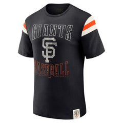 San Francisco Giants Darius Rucker Collection by Fanatics Distressed Sleeve Stripe T-Shirt - Black T-shirts