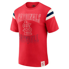 St. Louis Cardinals Darius Rucker Collection by Fanatics Distressed Sleeve Stripe T-Shirt - Red T-shirts