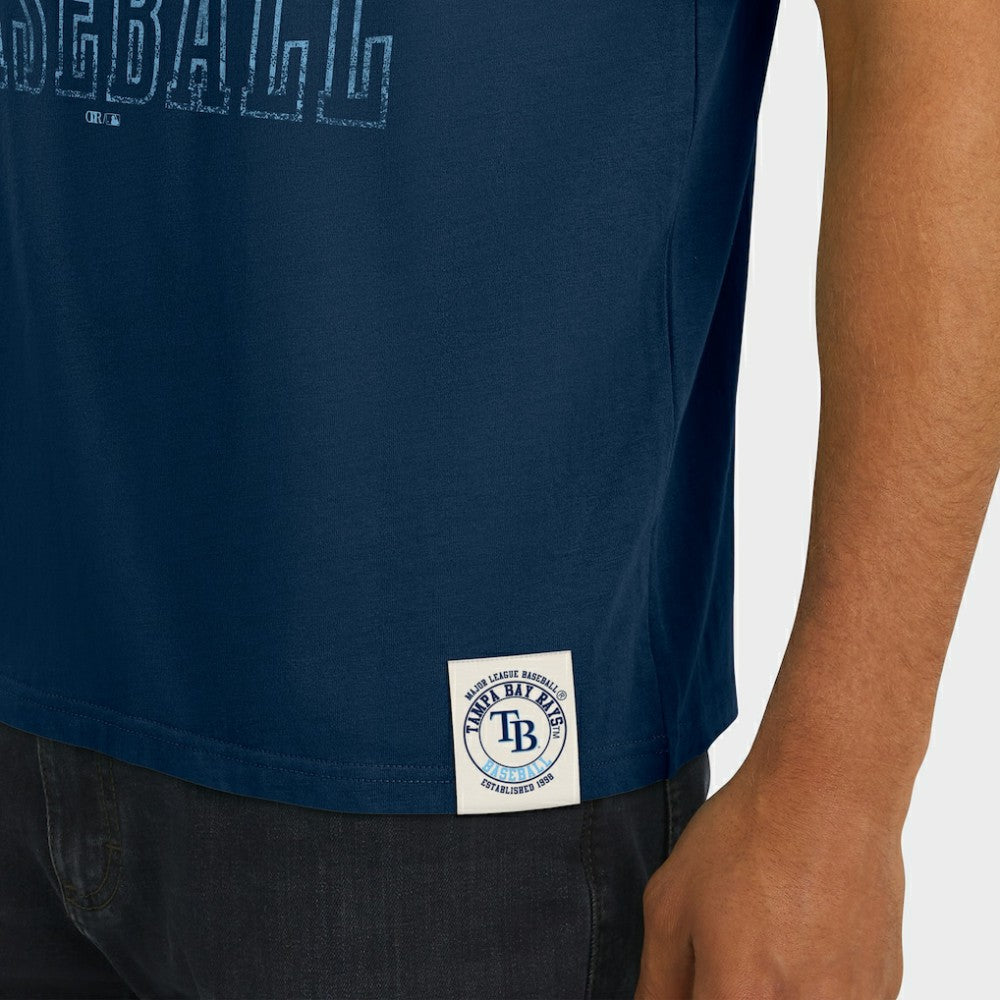 Tampa Bay Rays Darius Rucker Collection by Fanatics Distressed Sleeve Stripe T-Shirt - Navy T-shirts