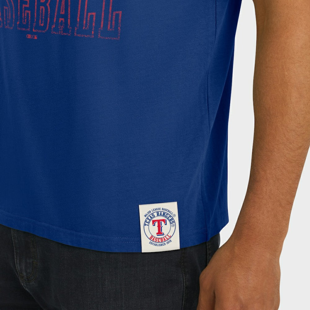 Texas Rangers Darius Rucker Collection by Fanatics Distressed Sleeve Stripe T-Shirt - Royal T-shirts