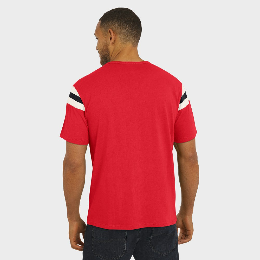 Cincinnati Reds Darius Rucker Collection by Fanatics Distressed Sleeve Stripe T-Shirt - Red T-shirts