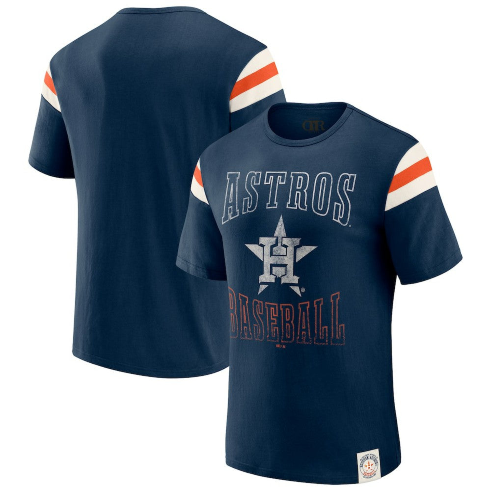 Houston Astros Darius Rucker Collection by Fanatics Distressed Sleeve Stripe T-Shirt - Navy T-shirts