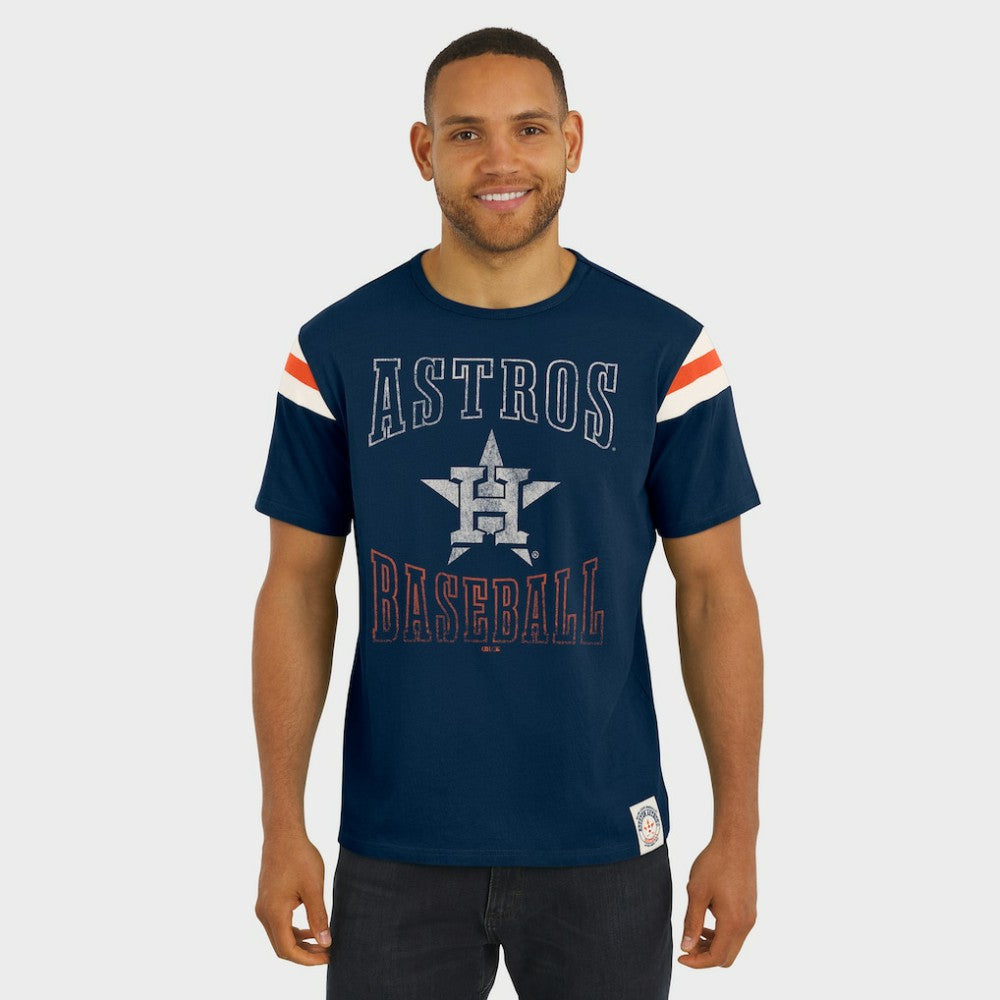 Houston Astros Darius Rucker Collection by Fanatics Distressed Sleeve Stripe T-Shirt - Navy T-shirts