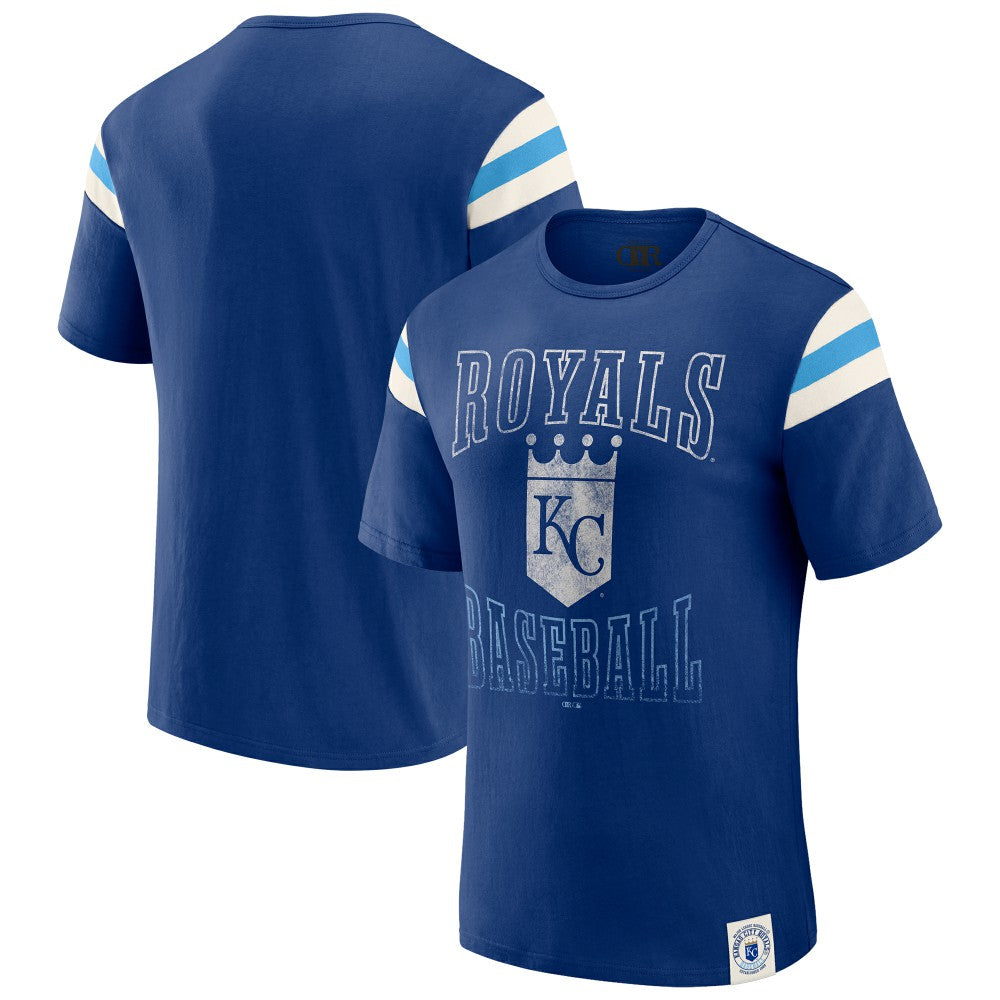 Kansas City Royals Darius Rucker Collection by Fanatics Distressed Sleeve Stripe T-Shirt - Royal T-shirts
