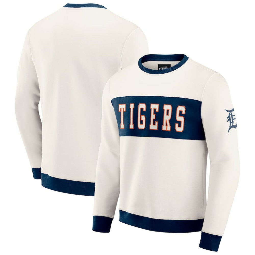 Detroit Tigers Darius Rucker Collection by Fanatics Colorblock Crewneck Sweatshirt - Cream Sweatshirts