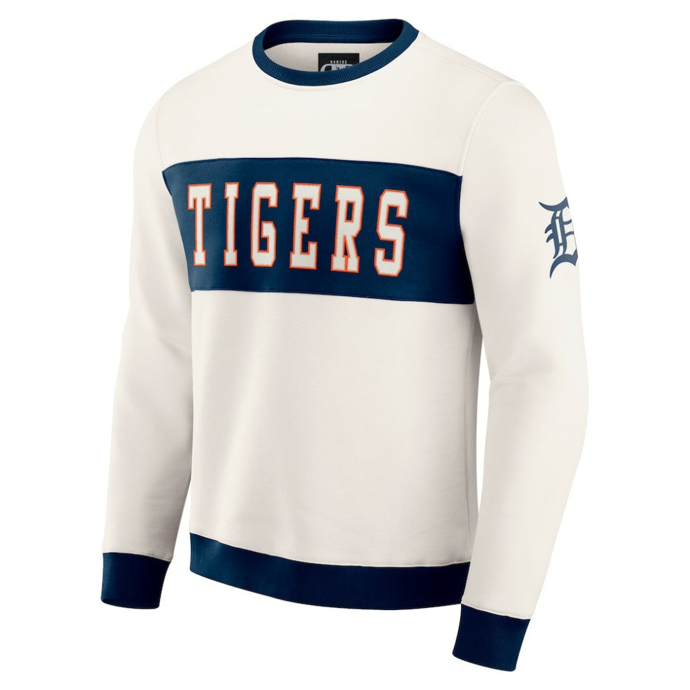 Detroit Tigers Darius Rucker Collection by Fanatics Colorblock Crewneck Sweatshirt - Cream Sweatshirts
