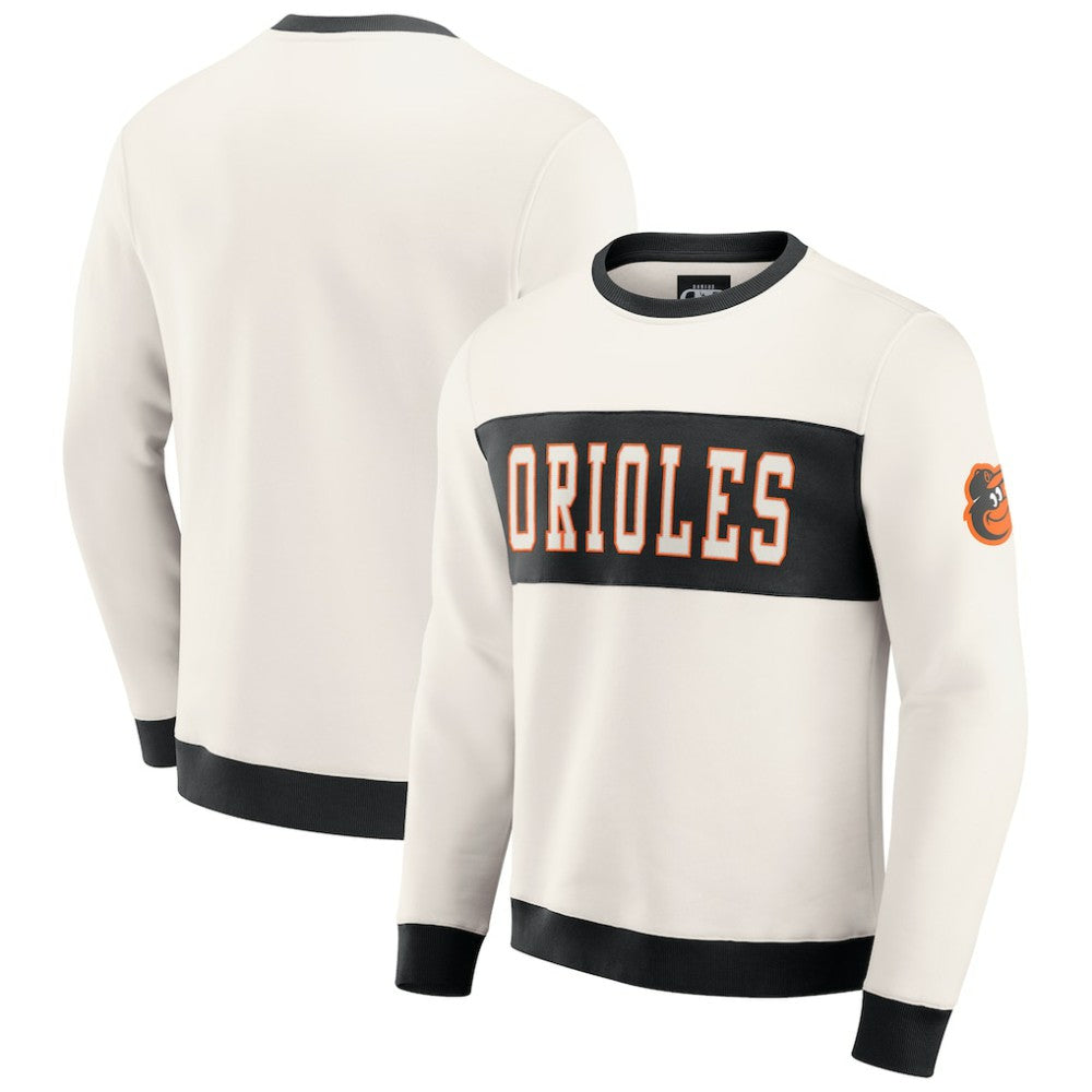 Baltimore Orioles Darius Rucker Collection by Fanatics Colorblock Crewneck Sweatshirt - Cream Sweatshirts