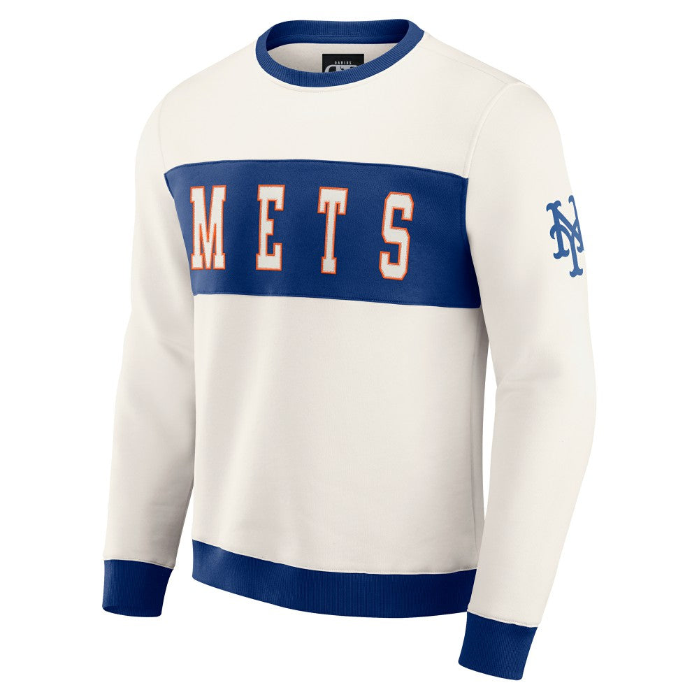 New York Mets Darius Rucker Collection by Fanatics Colorblock Crewneck Sweatshirt - Cream Sweatshirts