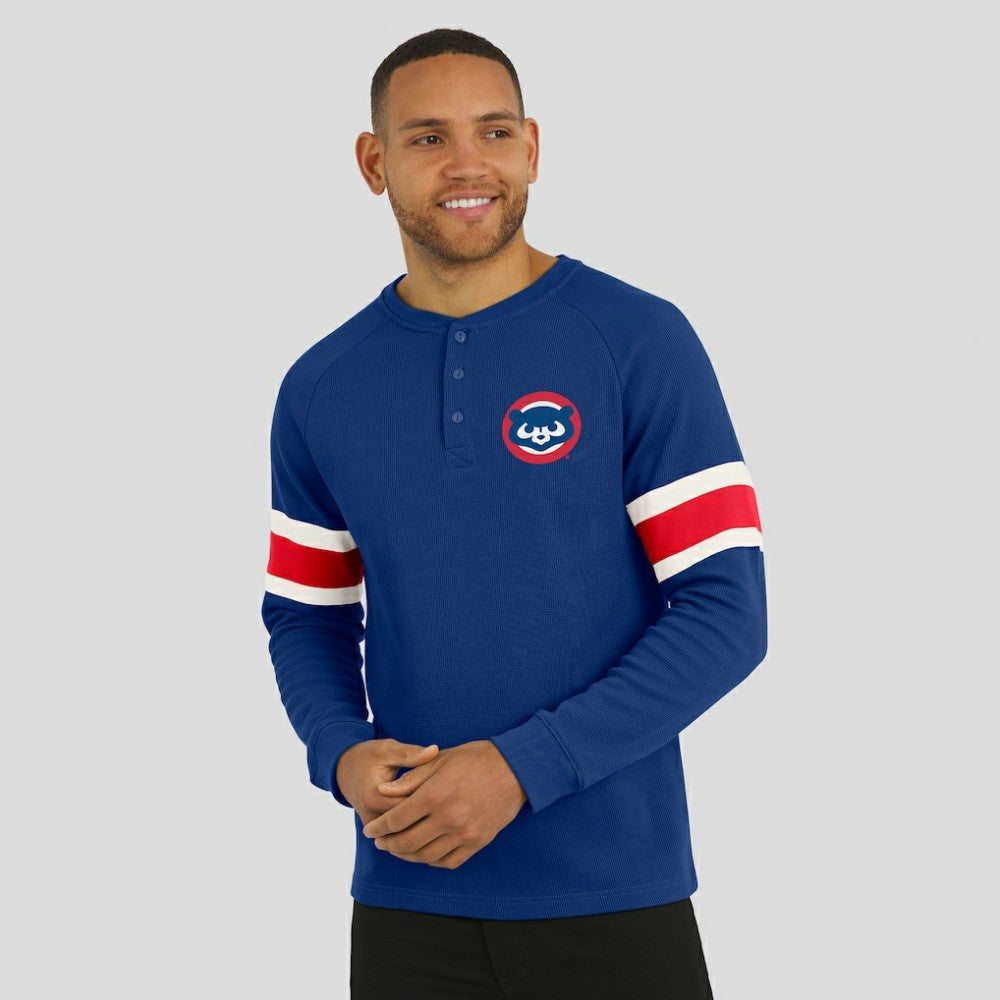 Chicago Cubs Darius Rucker Collection by Fanatics Waffle-Knit Raglan Long Sleeve Henley T-Shirt - Royal T-shirts