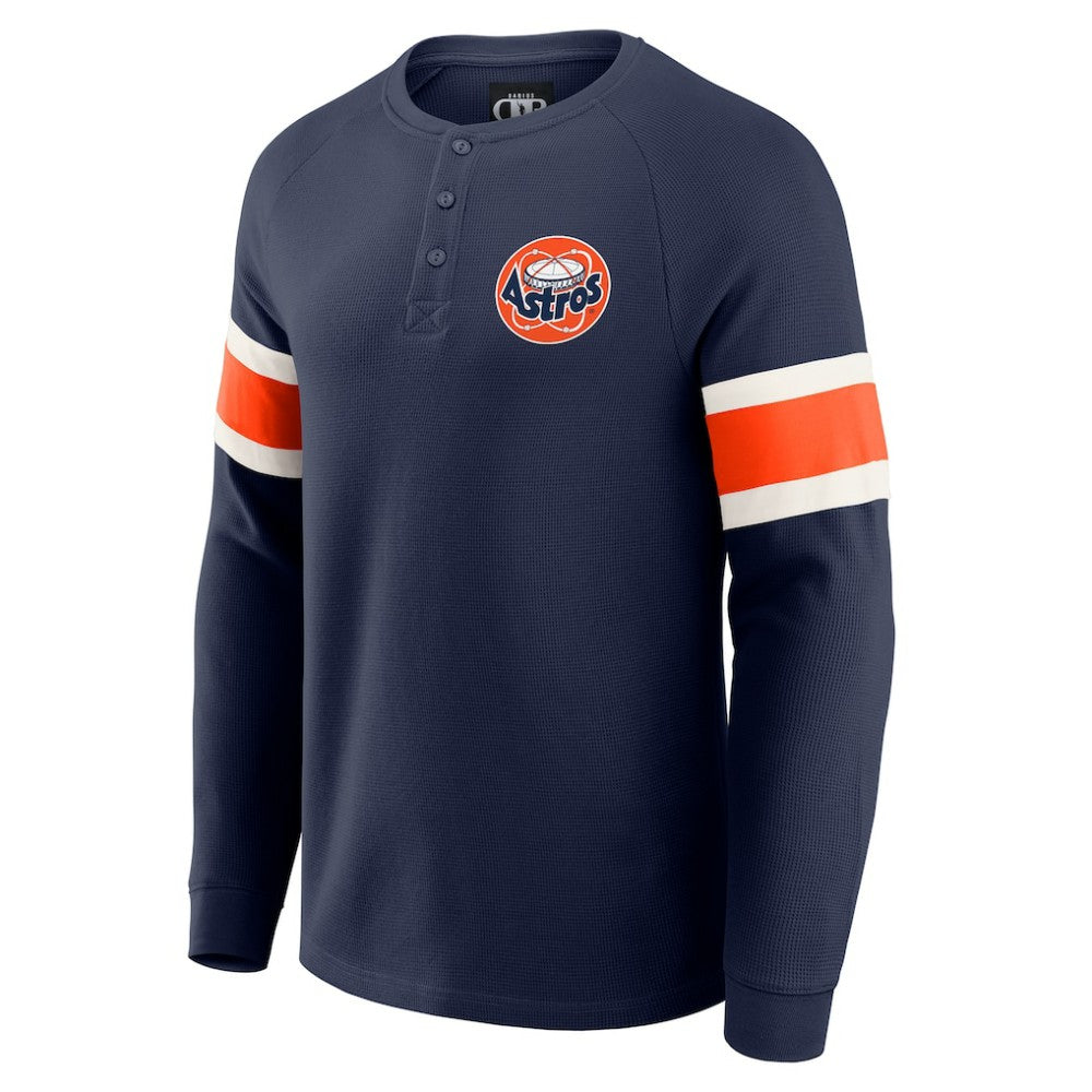 Houston Astros Darius Rucker Collection by Fanatics Waffle-Knit Raglan Long Sleeve Henley T-Shirt - Navy T-shirts
