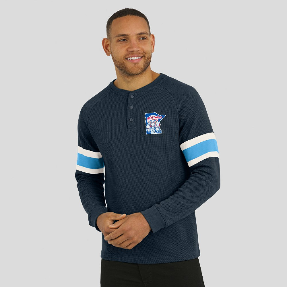 Minnesota Twins Darius Rucker Collection by Fanatics Waffle-Knit Raglan Long Sleeve Henley T-Shirt - Navy T-shirts