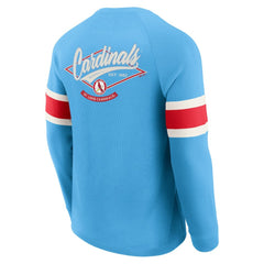 St. Louis Cardinals Darius Rucker Collection by Fanatics Waffle-Knit Raglan Long Sleeve Henley T-Shirt - Light Blue T-shirts