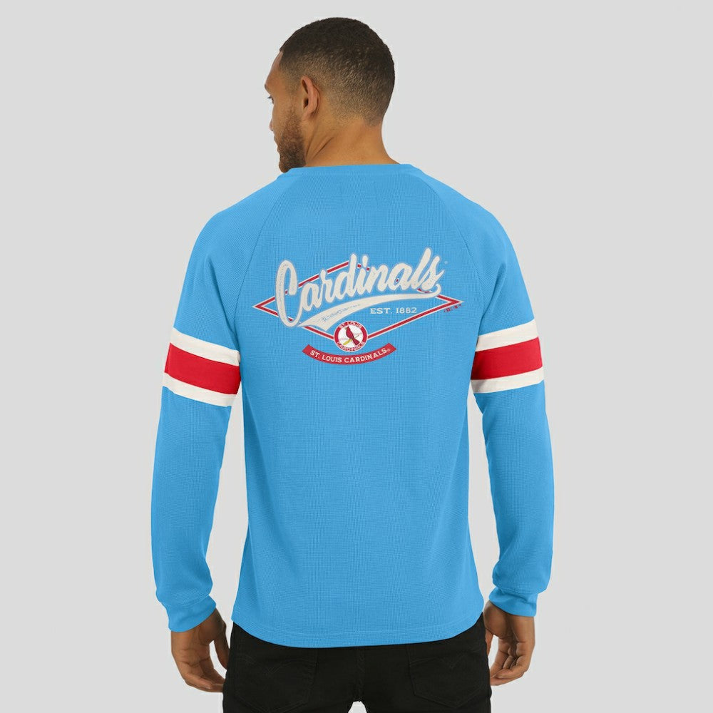 St. Louis Cardinals Darius Rucker Collection by Fanatics Waffle-Knit Raglan Long Sleeve Henley T-Shirt - Light Blue T-shirts