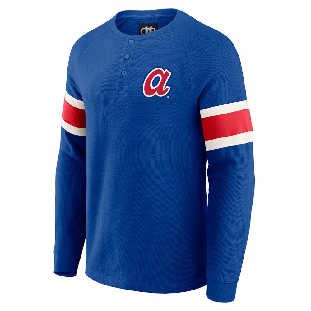 Atlanta Braves Darius Rucker Collection by Fanatics Waffle-Knit Raglan Long Sleeve Henley T-Shirt - Royal T-shirts