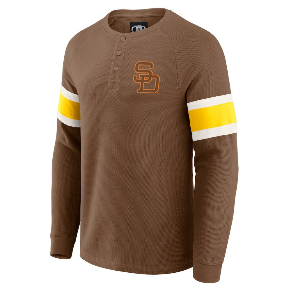 San Diego Padres Darius Rucker Collection by Fanatics Waffle-Knit Raglan Long Sleeve Henley T-Shirt - Brown T-shirts
