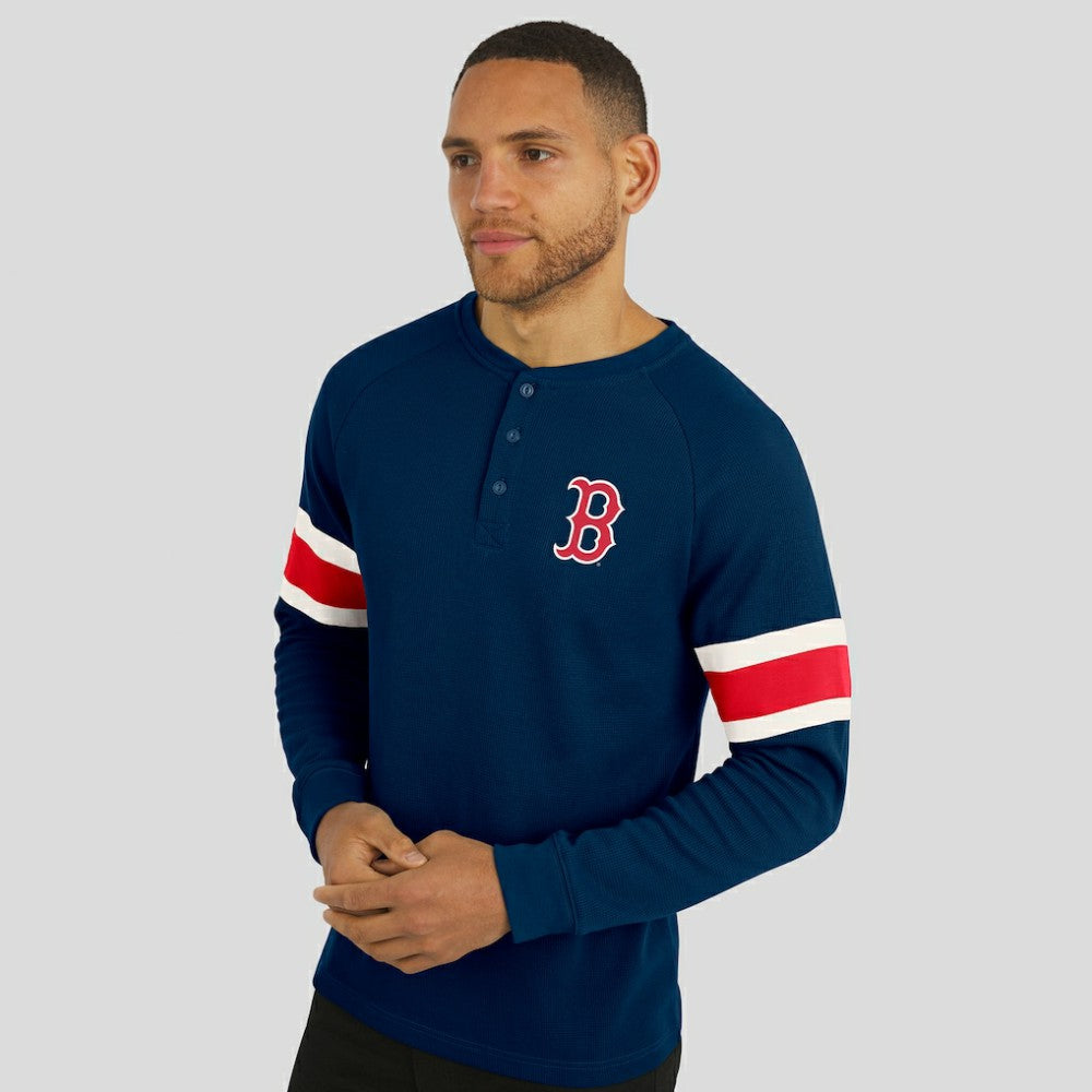 Boston Red Sox Darius Rucker Collection by Fanatics Waffle-Knit Raglan Long Sleeve Henley T-Shirt - Navy T-shirts